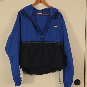 Vintage 90s REI Women's Two-Tone Blue and Black Windbreaker Jacket 100% Nylon